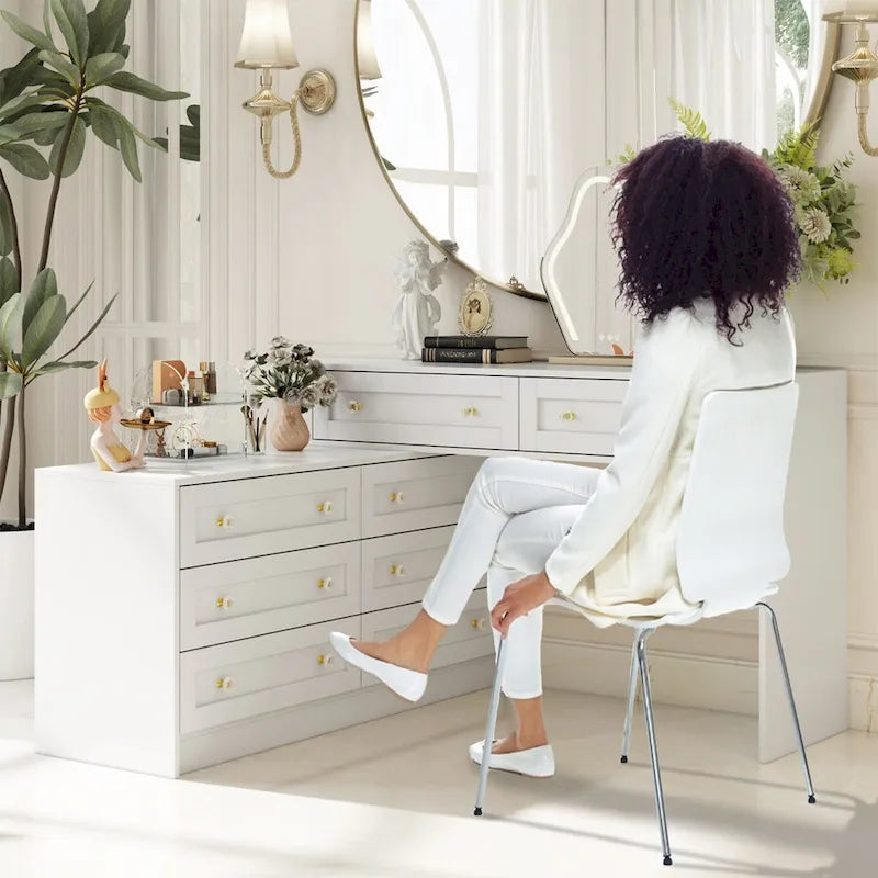 Versatile White Dresser and Vanity Table with 8 Spacious Drawers 1