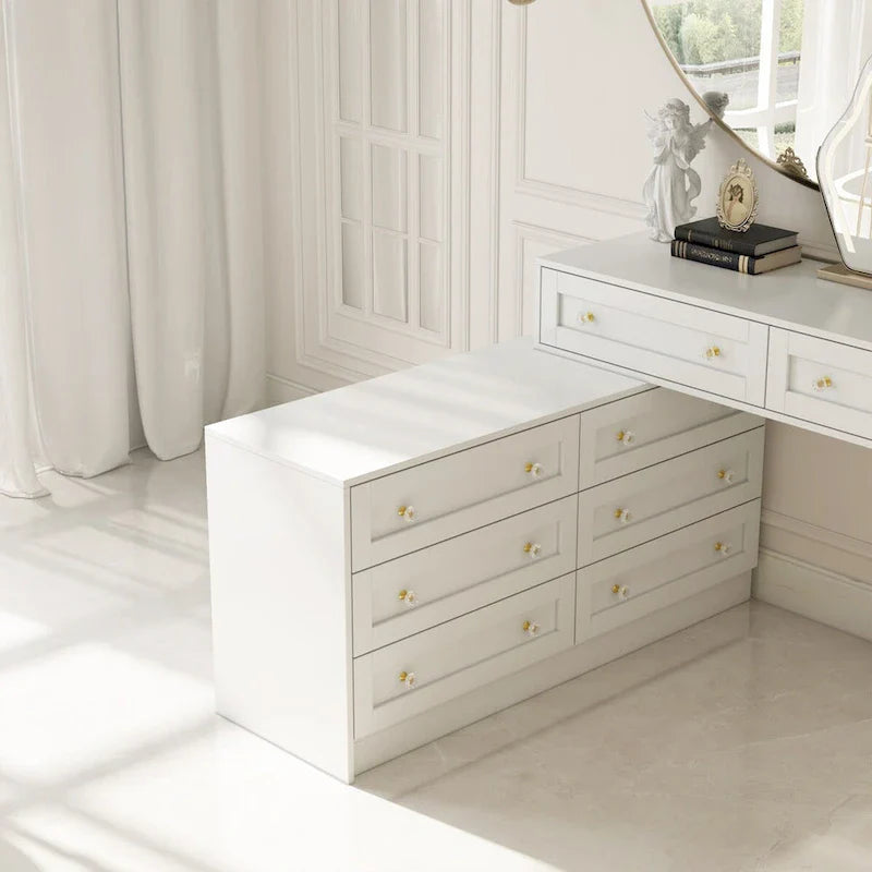 Versatile White Dresser and Vanity Table with 8 Spacious Drawers 3
