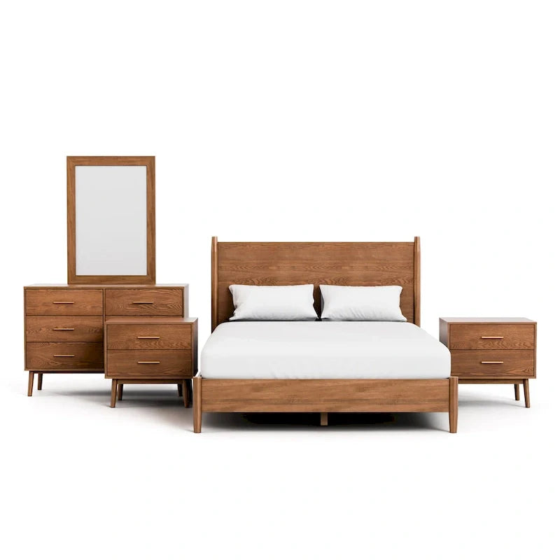 Beau Midcentury 5-Piece Queen Bedroom Set in Walnut by Furniture of America 21