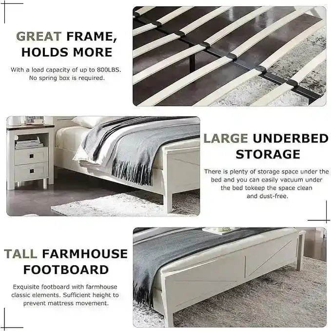 Farmhouse Platform Bed with Storage Headboard Sliding Doors and Charging Station 11