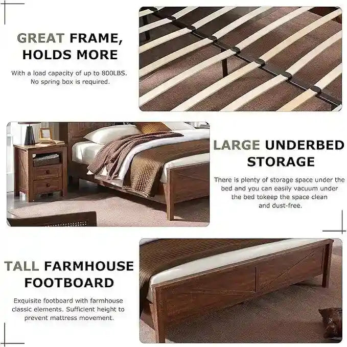 Farmhouse Platform Bed with Storage Headboard Sliding Doors and Charging Station 35