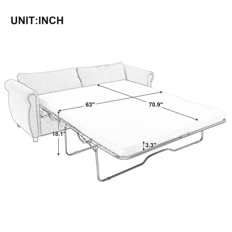 80.7-Inch 2-in-1 Sofa Bed with Spacious Mattress 4