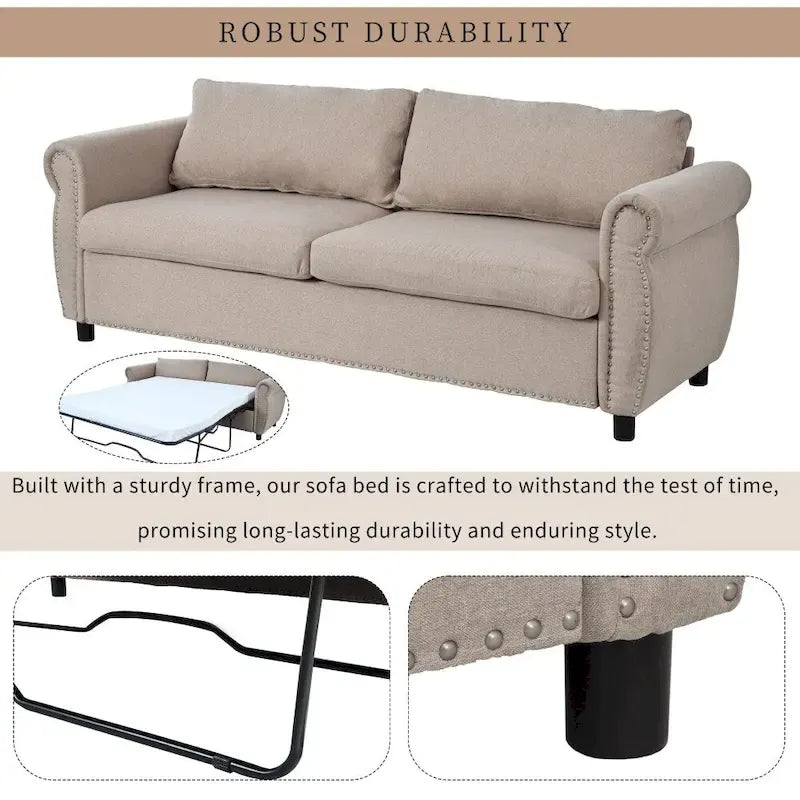 80.7-Inch 2-in-1 Sofa Bed with Spacious Mattress 7