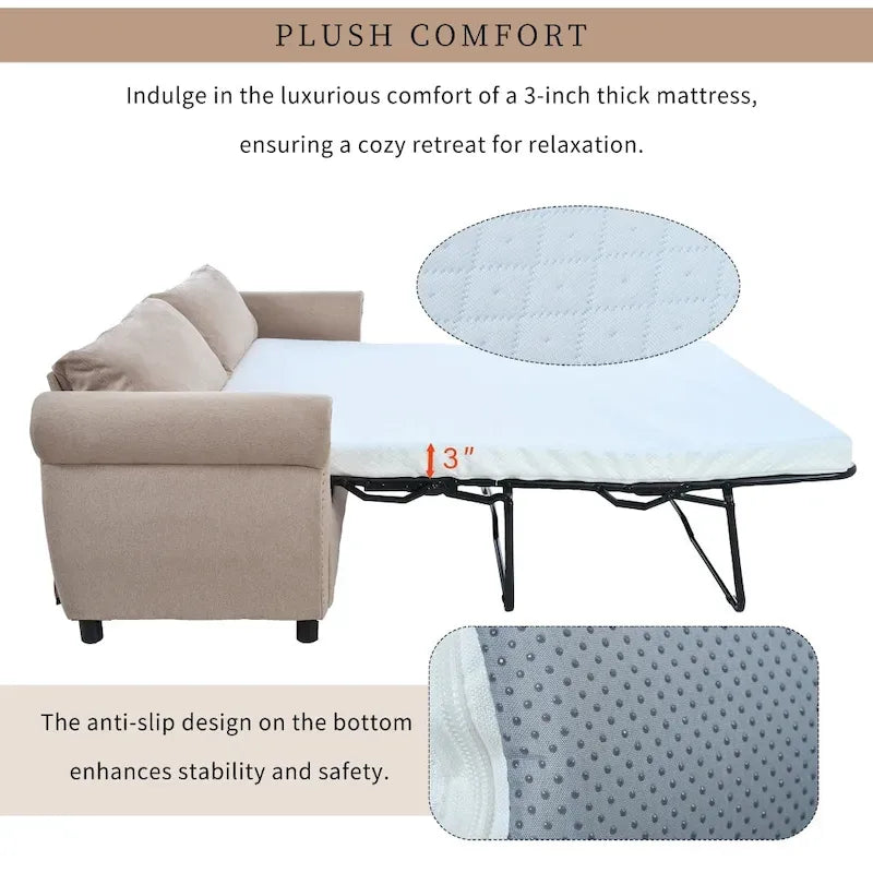 80.7-Inch 2-in-1 Sofa Bed with Spacious Mattress 9
