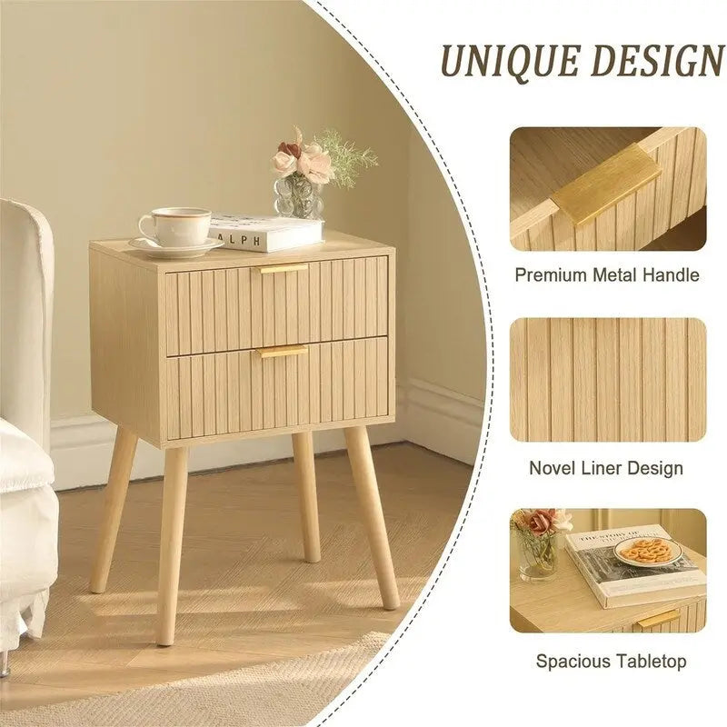 Modern Mid-Century Nightstand with Dual Drawers 1