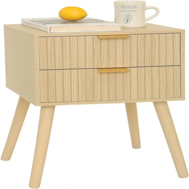 Modern Mid-Century Nightstand with Dual Drawers 3