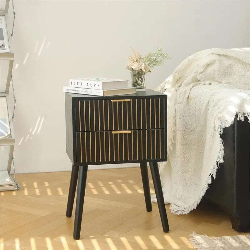 Modern Mid-Century Nightstand with Dual Drawers 4