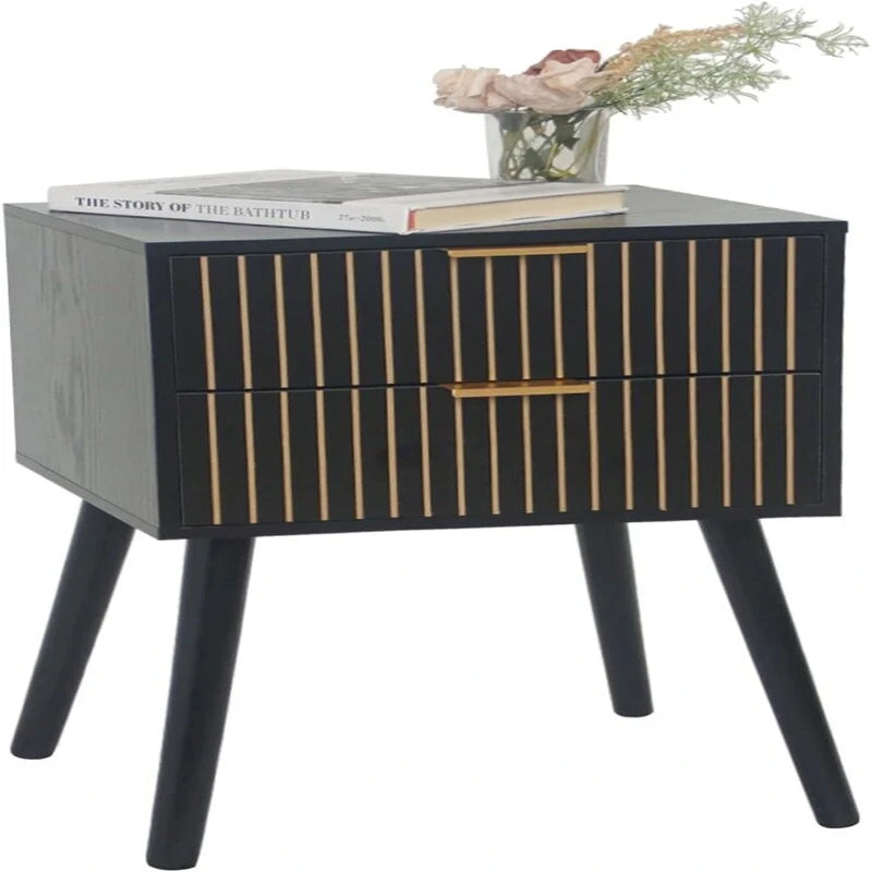 Modern Mid-Century Nightstand with Dual Drawers 5