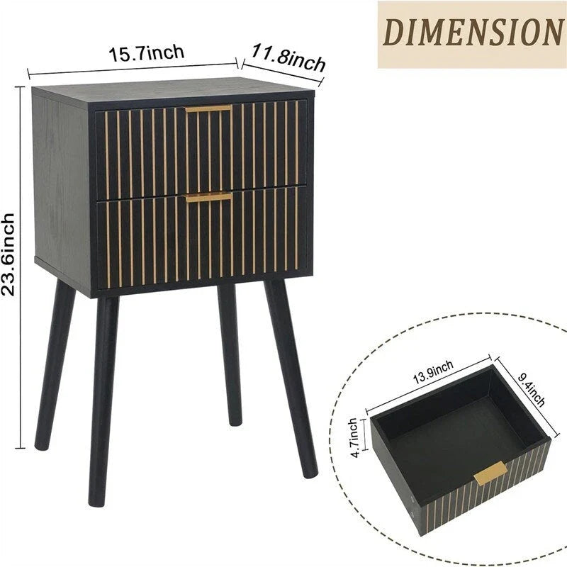 Modern Mid-Century Nightstand with Dual Drawers 6