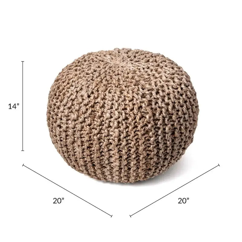 Nuloom York Classic Solid Knitted Jute Ottoman Pouf 3