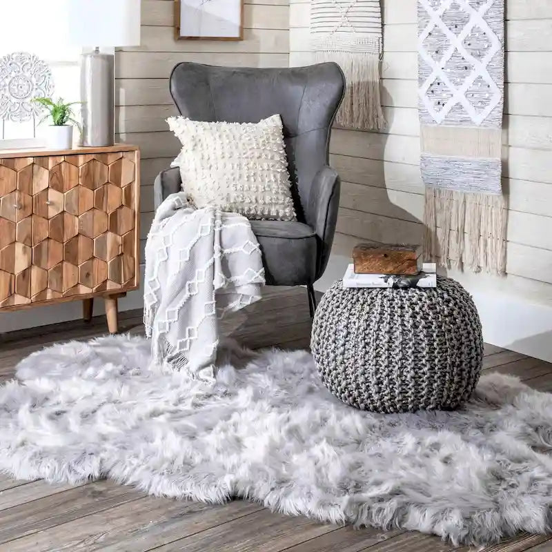 Nuloom York Classic Solid Knitted Jute Ottoman Pouf 5