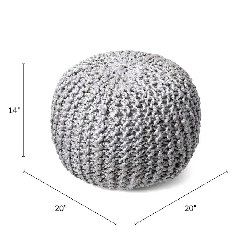 Nuloom York Classic Solid Knitted Jute Ottoman Pouf 6