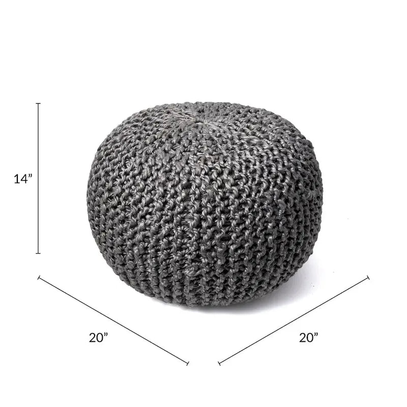 Nuloom York Classic Solid Knitted Jute Ottoman Pouf 9