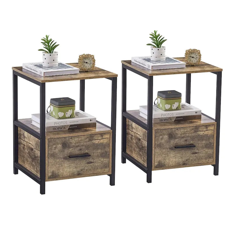 Javlergo Set of 2 Modern Square 1-Drawer Nightstands - Stylish End Tables for Bedroom and Living Room 1