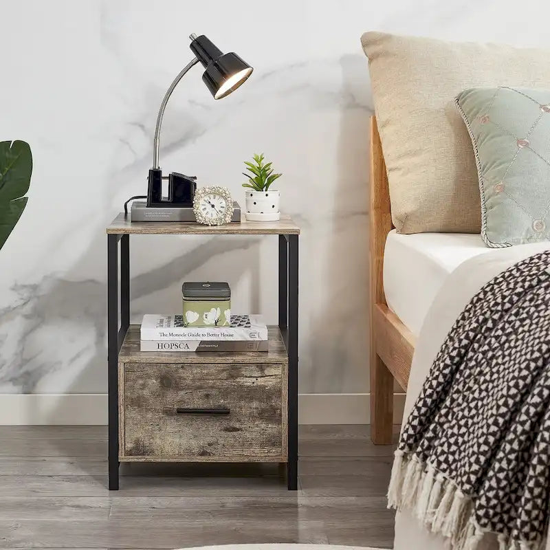 Javlergo Set of 2 Modern Square 1-Drawer Nightstands - Stylish End Tables for Bedroom and Living Room 2