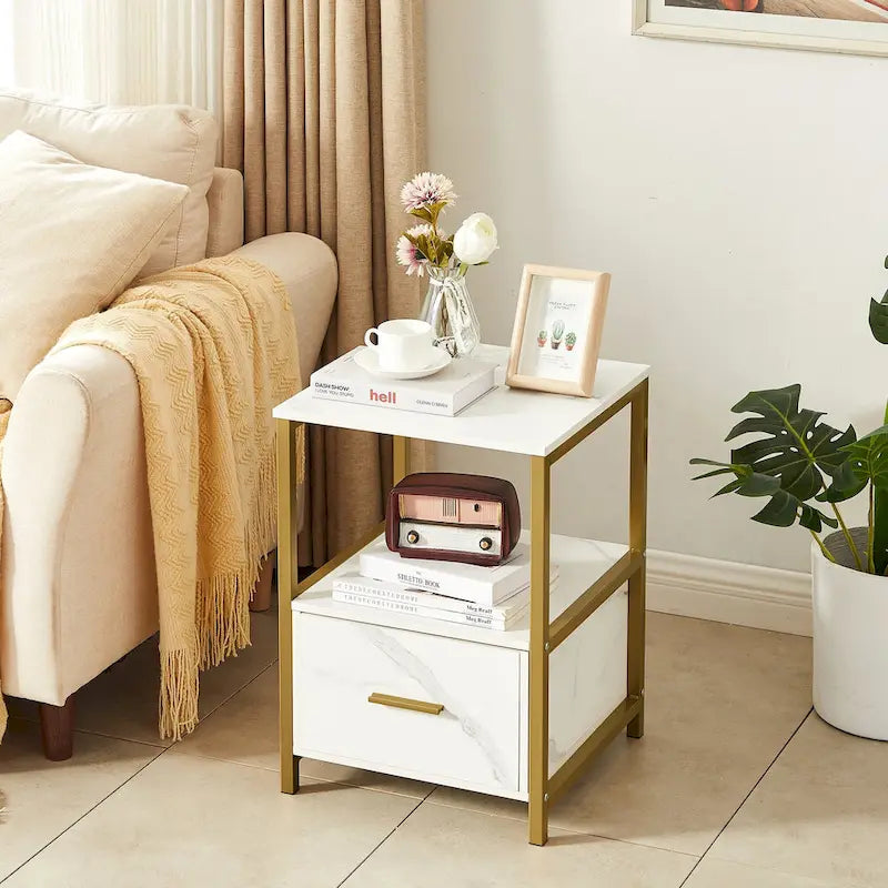 Javlergo Set of 2 Modern Square 1-Drawer Nightstands - Stylish End Tables for Bedroom and Living Room 5