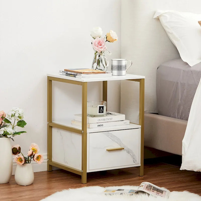 Javlergo Set of 2 Modern Square 1-Drawer Nightstands - Stylish End Tables for Bedroom and Living Room 6