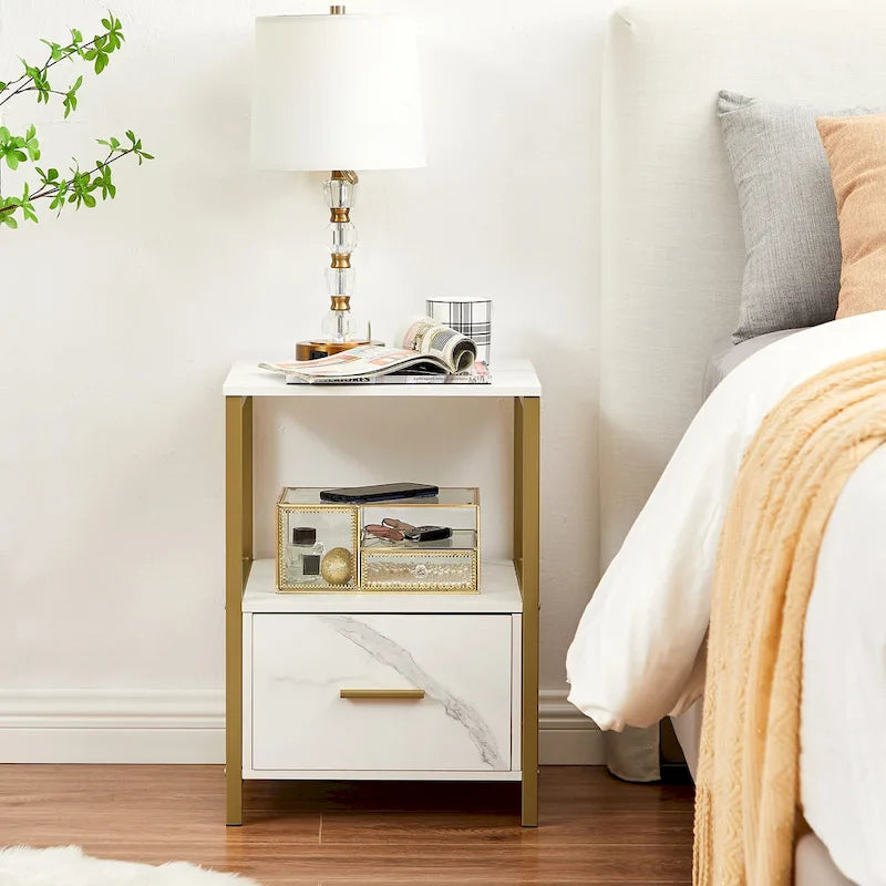 Javlergo Set of 2 Modern Square 1-Drawer Nightstands - Stylish End Tables for Bedroom and Living Room 7