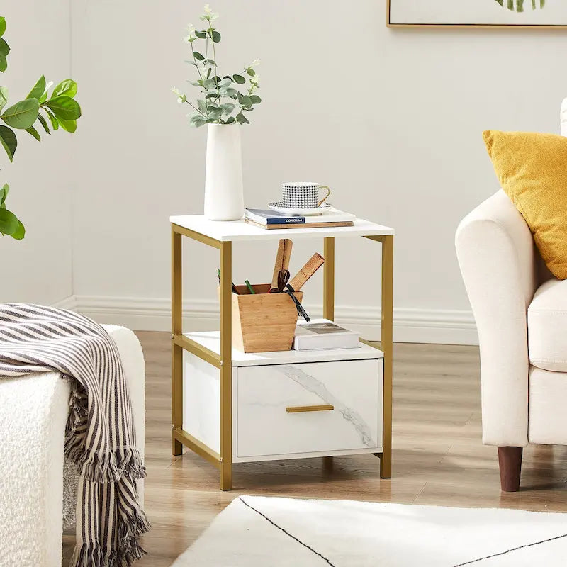 Javlergo Set of 2 Modern Square 1-Drawer Nightstands - Stylish End Tables for Bedroom and Living Room 8
