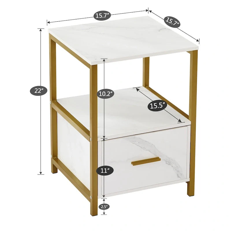 Javlergo Set of 2 Modern Square 1-Drawer Nightstands - Stylish End Tables for Bedroom and Living Room 9