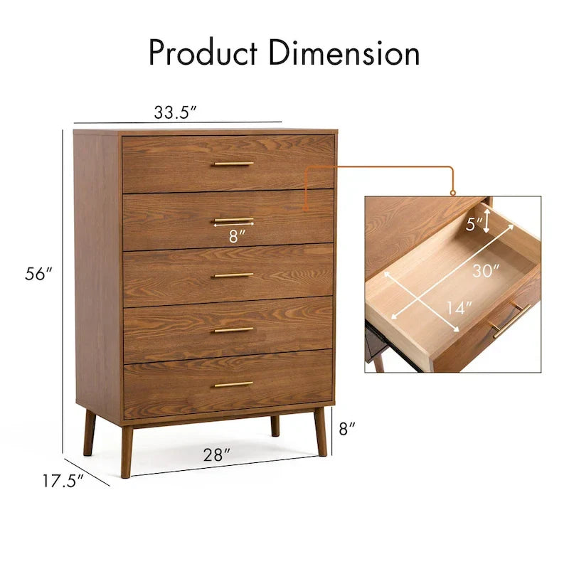 Beau Midcentury 6-Piece Walnut Queen Bedroom Set by Furniture of America 4