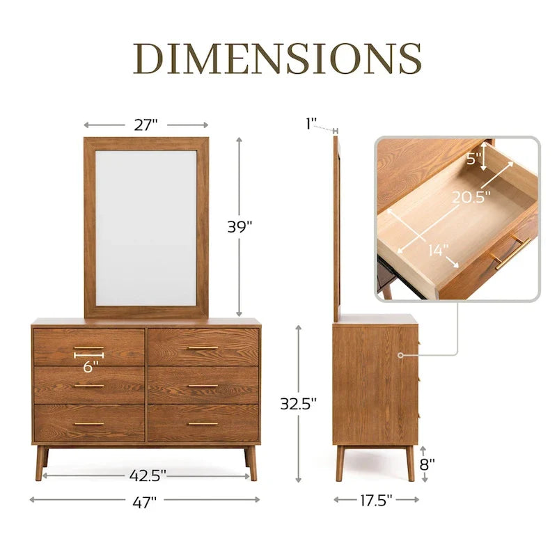 Beau Midcentury 6-Piece Walnut Queen Bedroom Set by Furniture of America 5