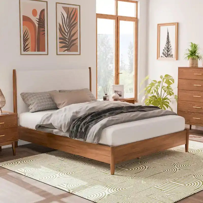 Beau Midcentury 6-Piece Walnut Queen Bedroom Set by Furniture of America 15