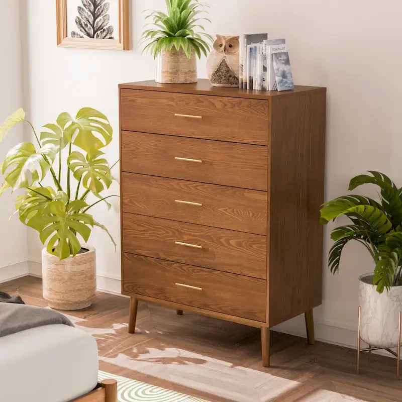 Beau Midcentury 6-Piece Walnut Queen Bedroom Set by Furniture of America 16