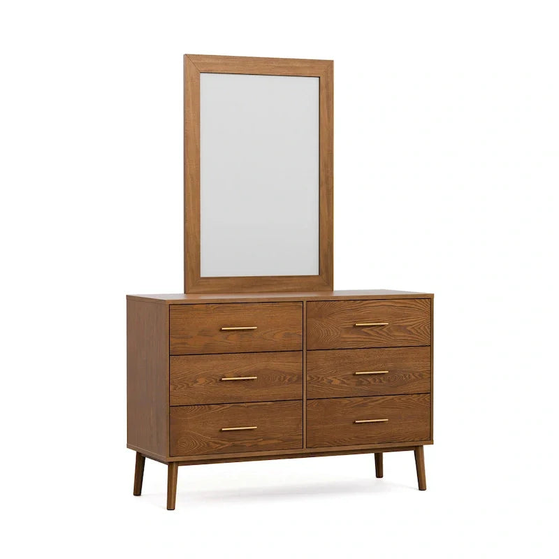 Beau Midcentury 6-Piece Walnut Queen Bedroom Set by Furniture of America 22