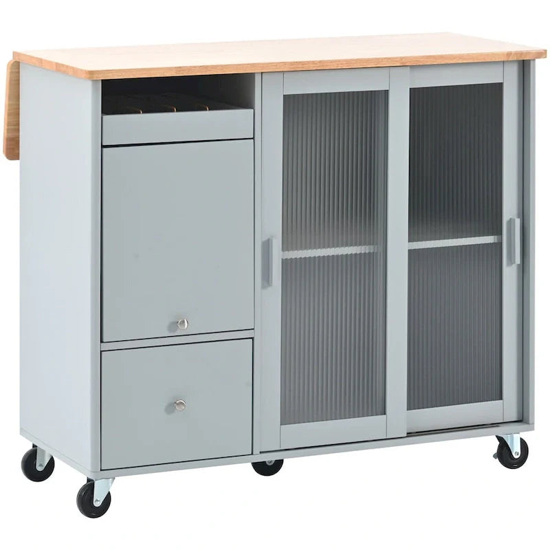 Merax Spacious Kitchen Island Cart with Adjustable Shelf and Dual Drawers 4