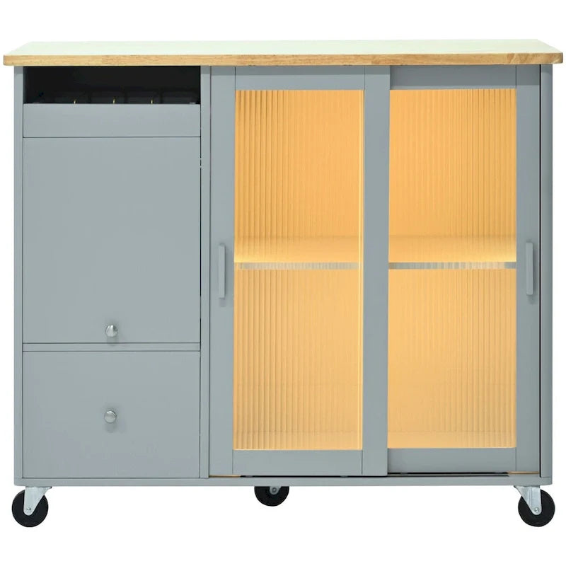 Merax Spacious Kitchen Island Cart with Adjustable Shelf and Dual Drawers 5