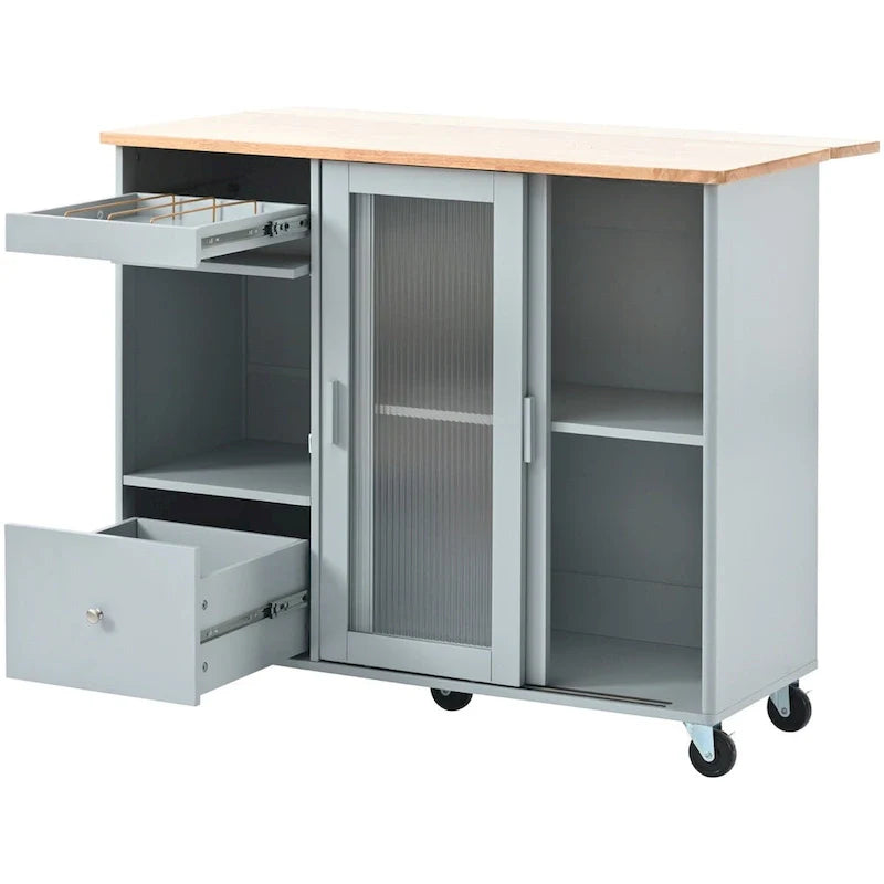 Merax Spacious Kitchen Island Cart with Adjustable Shelf and Dual Drawers 6