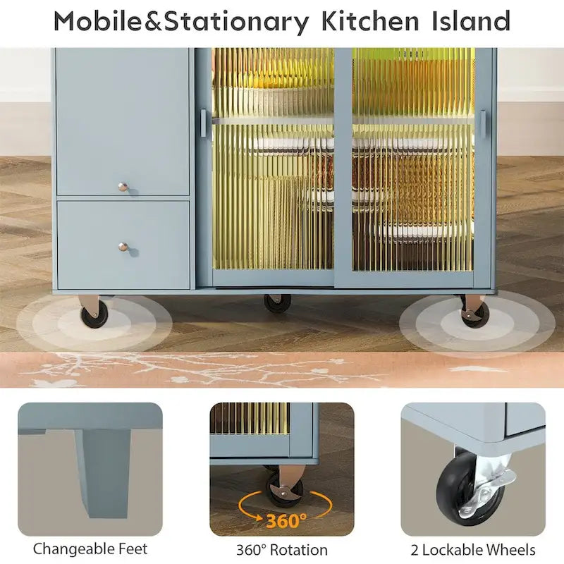 Merax Spacious Kitchen Island Cart with Adjustable Shelf and Dual Drawers 7