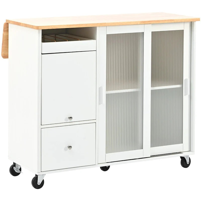 Merax Spacious Kitchen Island Cart with Adjustable Shelf and Dual Drawers 14
