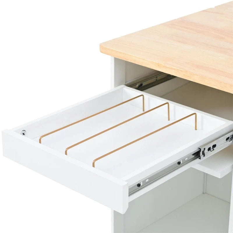 Kitchen Island with Drop Leaf Sliding Glass Doors and Storage on Wheels 19