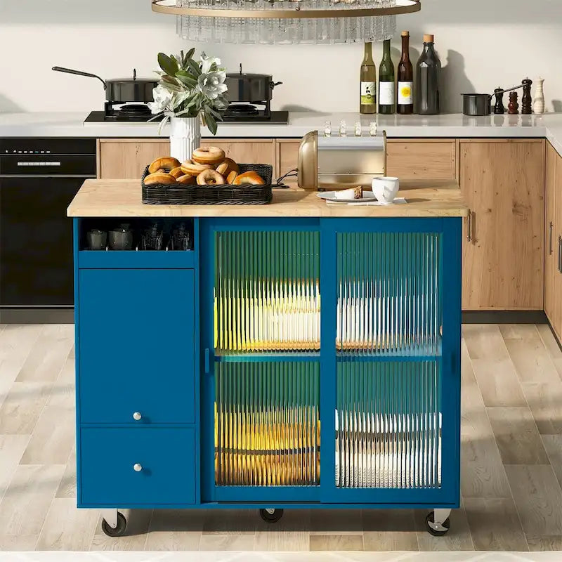 Merax Spacious Kitchen Island Cart with Adjustable Shelf and Dual Drawers 22