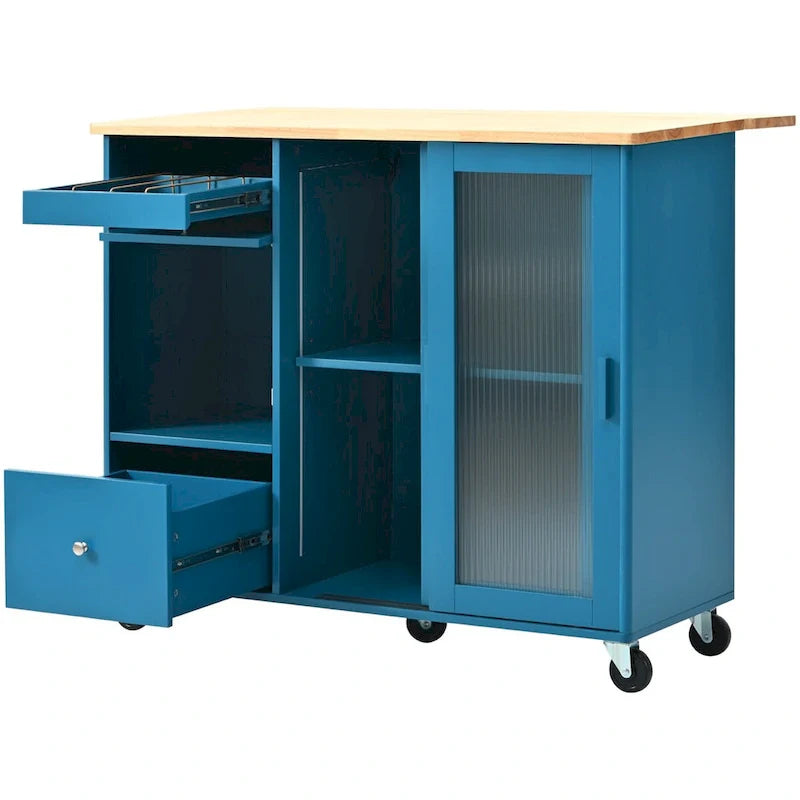 Merax Spacious Kitchen Island Cart with Adjustable Shelf and Dual Drawers 25