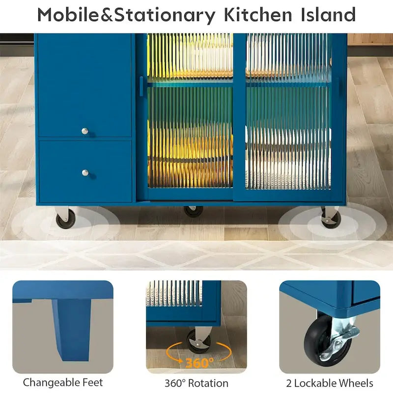 Merax Spacious Kitchen Island Cart with Adjustable Shelf and Dual Drawers 26