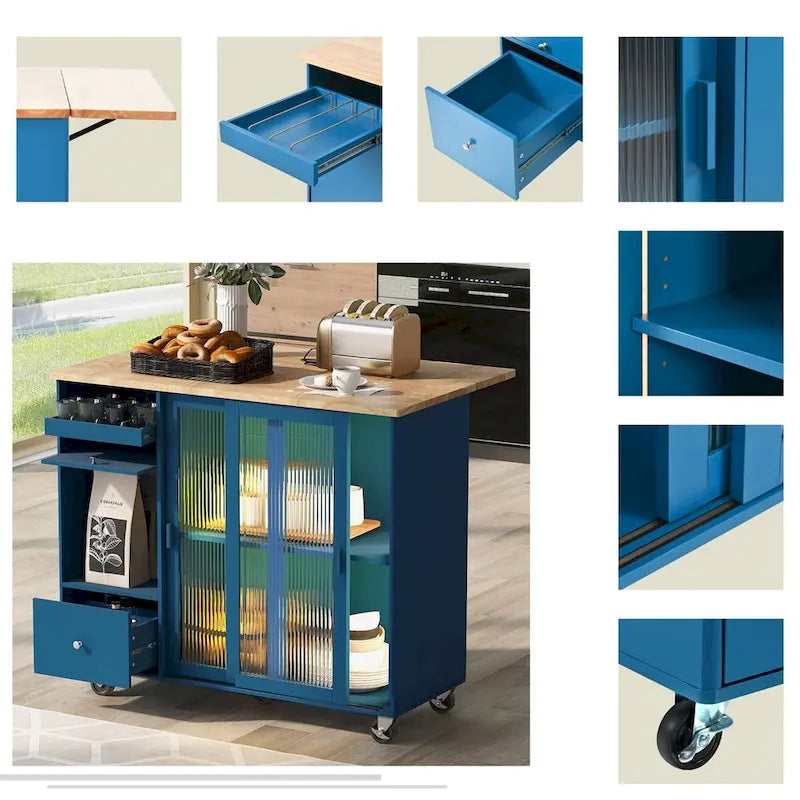 Merax Spacious Kitchen Island Cart with Adjustable Shelf and Dual Drawers 29