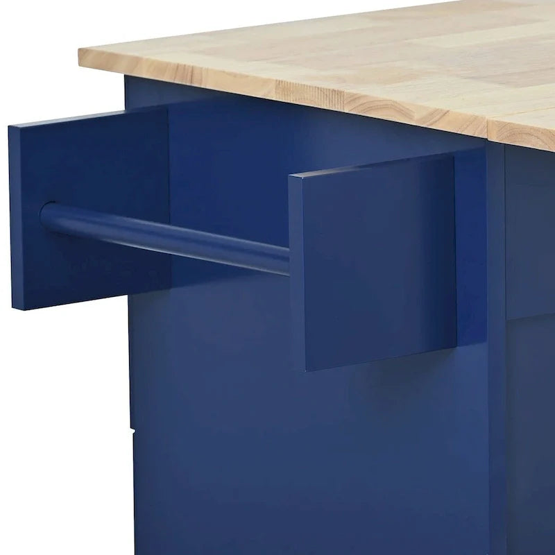 Mobile Kitchen Island on Wheels with Drop Leaf and Solid Wood Top 27
