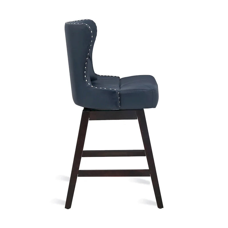 Swivel Bar Stool with Upholstered Seat and Nailhead Detail 33
