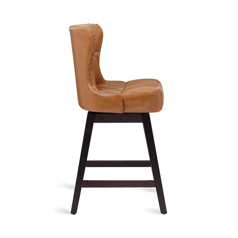 Swivel Bar Stool with Upholstered Seat and Nailhead Detail 3