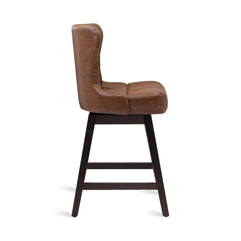 Swivel Bar Stool with Upholstered Seat and Nailhead Detail 6