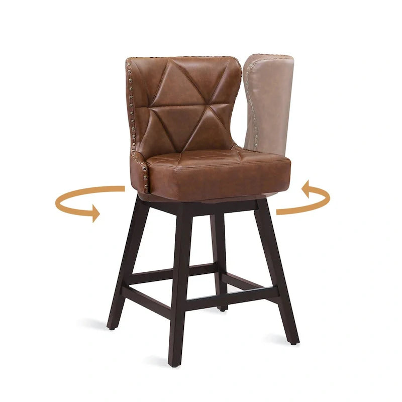 Swivel Bar Stool with Upholstered Seat and Nailhead Detail 7