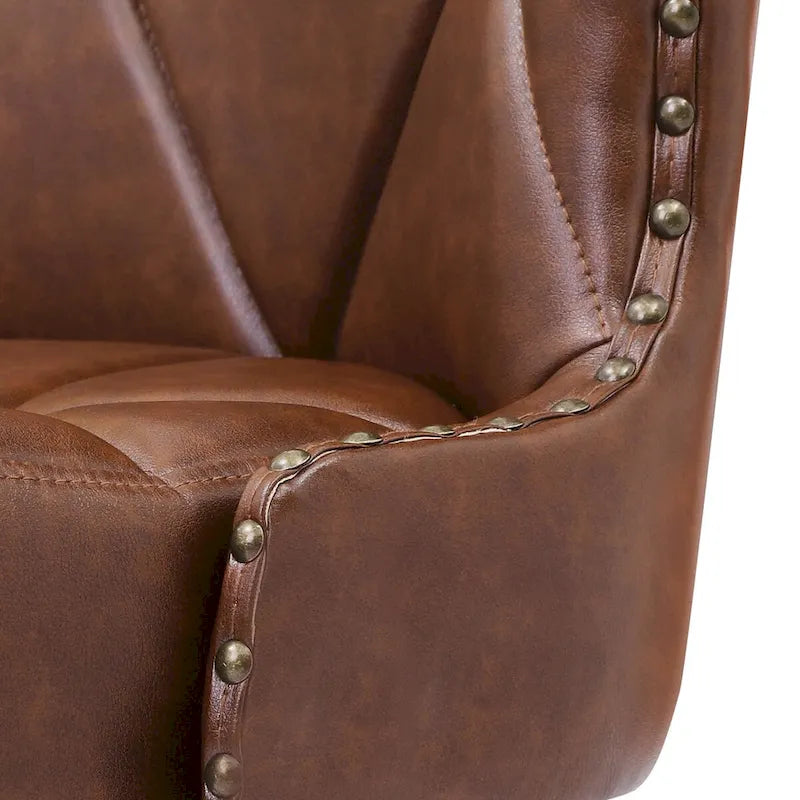 Swivel Bar Stool with Upholstered Seat and Nailhead Detail 8