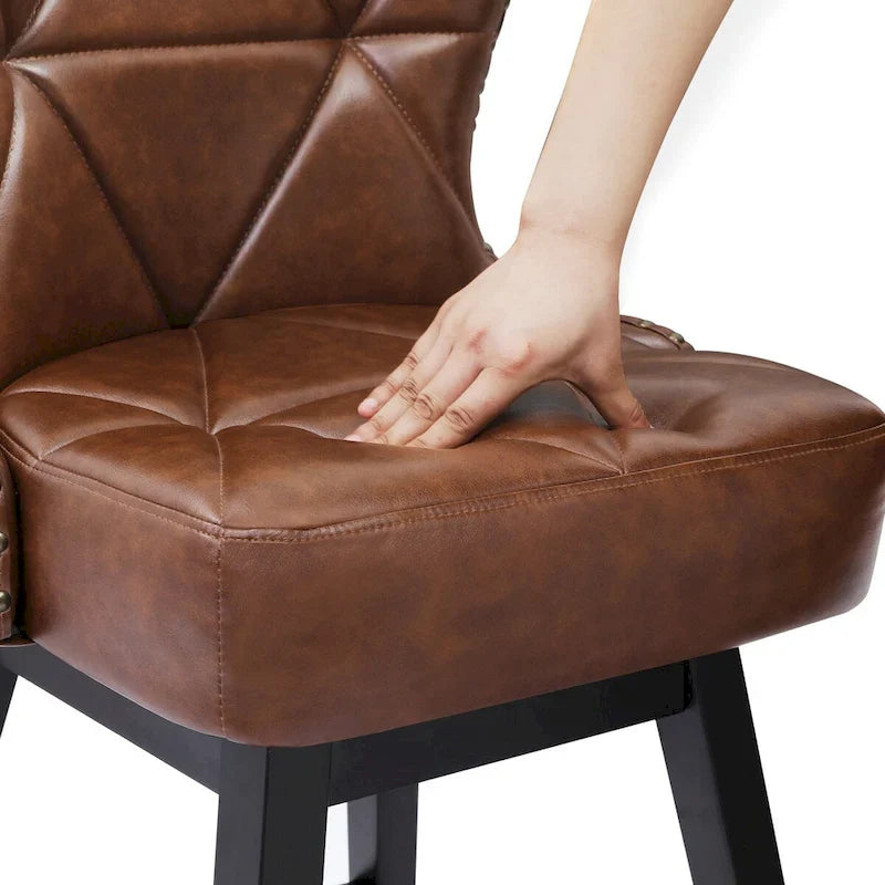 Swivel Bar Stool with Upholstered Seat and Nailhead Detail 10