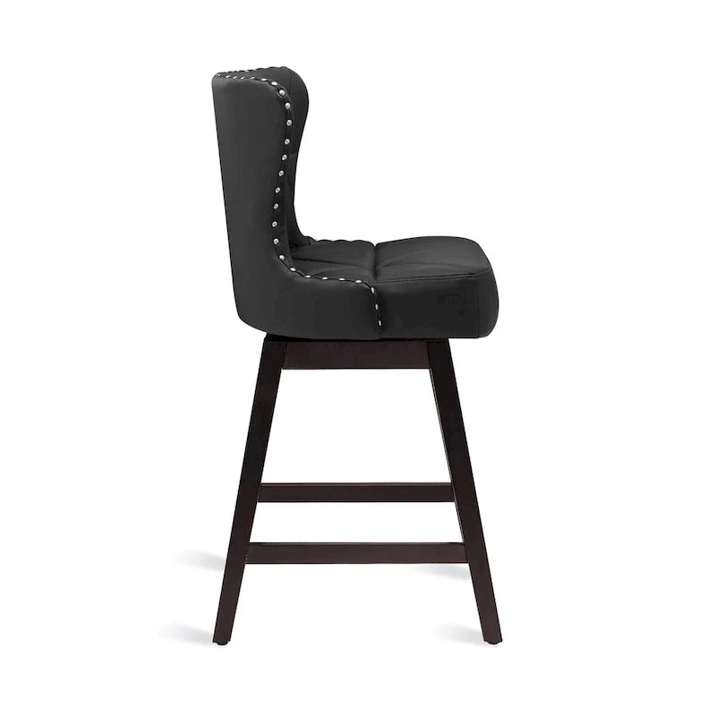 Swivel Bar Stool with Upholstered Seat and Nailhead Detail 14