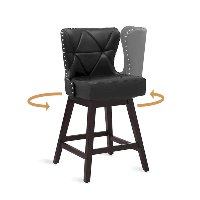 Swivel Bar Stool with Upholstered Seat and Nailhead Detail 15