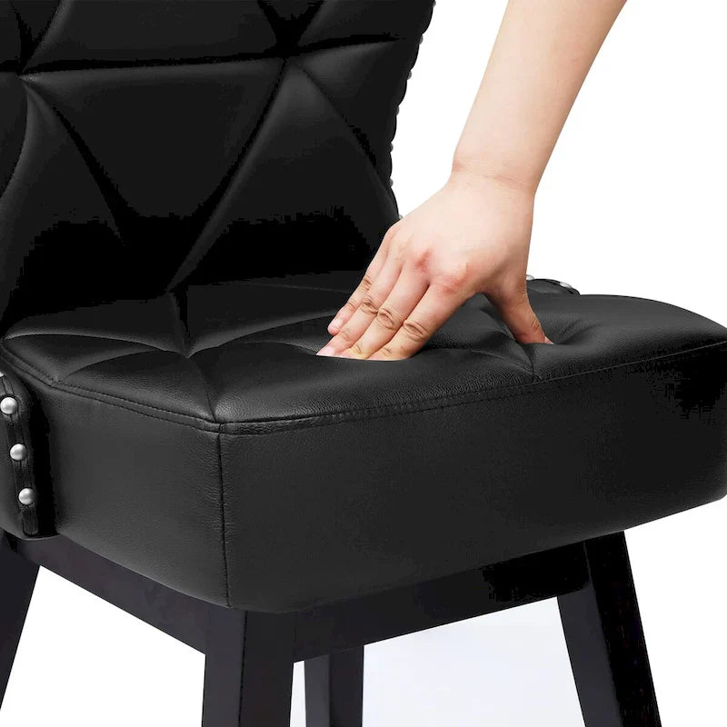 Swivel Bar Stool with Upholstered Seat and Nailhead Detail 17