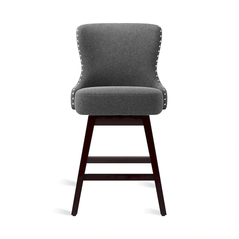 Swivel Bar Stool with Upholstered Seat and Nailhead Detail 18